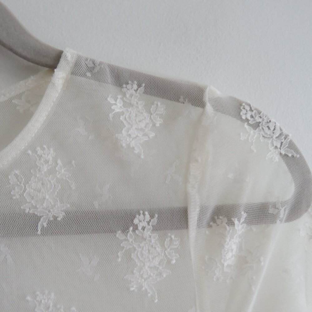 BHLDN Bailee White Lace Ruched Stretch Bodycon Dress Romantic Wedding Size S - Picture 5 of 14